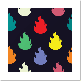 Colorful Fire Flame Lit Pattern Posters and Art